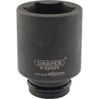 Black Draper Expert deep impact socket, 3/4" square drive, 46mm size, with HI-TORQ 6 point design and logo on side.