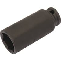 Black Draper Expert deep impact socket, 6 point, 3/8" square drive, 17mm, cylindrical shape with smooth finish.