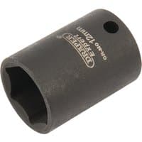 Black Draper Expert HI-TORQ 6 Point Impact Socket, 1/4" Sq. Dr., 12mm with engraved branding and smooth finish.