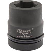 Black Draper Expert HI-TORQ 6 Point Impact Socket, 1" Sq. Dr., 29mm, with engraved branding and size.
