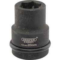 Black Draper Expert HI-TORQ 6 Point Impact Socket, 3/4" Sq. Dr., 20mm with engraved logo and size marking.