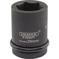 Black Draper Expert HI-TORQ 6 Point Impact Socket, 3/4" Sq. Dr., 25mm with engraved logo and size marking.