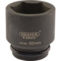 Black Draper Expert HI-TORQ 6 Point Impact Socket, 3/4" Sq. Dr., 50mm with engraved logo and size markings.