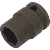 Black Draper Expert HI-TORQ 6 Point Impact Socket, 3/8" square drive, 13mm size, with a robust, cylindrical design.