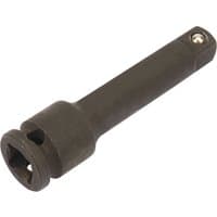 Black Draper Expert impact extension bar, 3/8" square drive, 75mm length, with a robust cylindrical design.