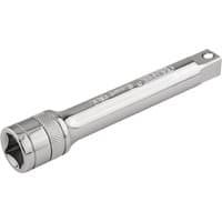 Silver Draper Expert extension bar, 1/2" square drive, 125mm length, with knurled grip and polished finish.