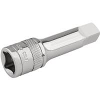Silver Draper Expert extension bar, 1/2" square drive, 75mm length, with knurled grip and polished finish.