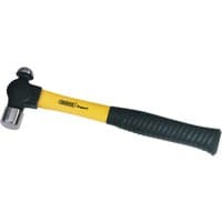 Ball pein hammer with yellow fiberglass shaft and black rubber grip, 450g/16oz by Draper Expert.