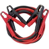 Red and black Draper Expert heavy duty booster cables, 3m length, 16mm² thickness, with sturdy clamps.
