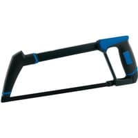 Black and blue Draper Expert hacksaw with soft grip handle and 300mm blade.