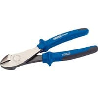 Blue-handled Draper Expert diagonal side cutter, 180mm, with silver blades and soft grip for heavy-duty use.