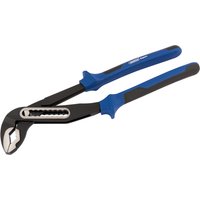 Draper Expert waterpump pliers, 300mm, with blue and black soft grip handles and adjustable jaw.
