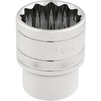 Silver Draper Expert HI-TORQ 12 Point Socket, 1/2" Sq. Dr., 1" with textured grip and polished finish.