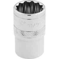 Silver Draper Expert HI-TORQ 12 Point Socket, 1/2" Sq. Dr., 11/16", with knurled grip and polished finish.