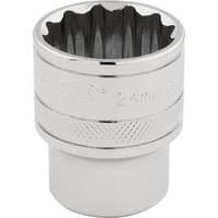 Silver Draper Expert HI-TORQ 12 Point Socket, 1/2" square drive, 24mm, with knurled grip and polished finish