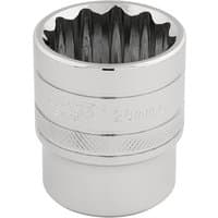Silver Draper Expert HI-TORQ 12 Point Socket, 1/2" square drive, 28mm, with knurled grip and engraved size marking