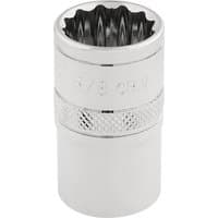 Silver Draper Expert 12-point socket with knurled grip, 1/2" square drive, 5/8" size, polished finish.