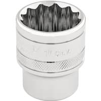 Silver Draper Expert HI-TORQ 12 Point Socket, 3/8" square drive, 1" size, with textured grip and polished finish.