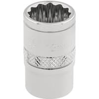 Silver Draper Expert 12-point socket with knurled grip, 3/8" square drive, 12mm size