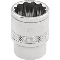 Silver Draper Expert HI-TORQ 12 Point Socket, 3/8" Sq. Dr., 16mm with knurled grip and polished finish.
