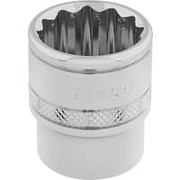 Silver Draper Expert 12-point socket, 3/8" square drive, 19mm size, with knurled band and polished finish.