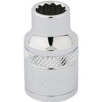 Chrome Draper Expert HI-TORQ 12 Point Socket, 3/8" Sq. Dr., 5/16", with knurled grip and polished finish.