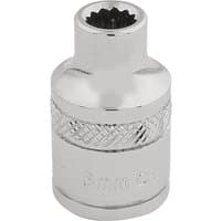 Silver Draper Expert HI-TORQ 12 Point Socket, 3/8" Sq. Dr., 6mm with knurled grip and polished finish.