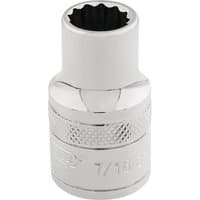 Silver Draper Expert HI-TORQ 12 Point Socket, 3/8" square drive, 7/16" size, with textured grip and polished finish
