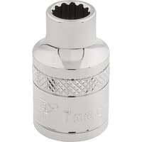 Silver Draper Expert HI-TORQ 12 Point Socket, 3/8" square drive, 7mm, with knurled grip and polished finish.