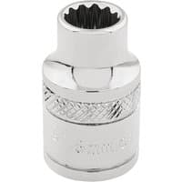 Silver Draper Expert HI-TORQ 12 Point Socket, 3/8" Sq. Dr., 8mm with textured grip and polished finish.