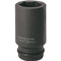 Black Draper Expert deep impact socket, 6 point, 3/4" square drive, 36mm, with HI-TORQ design and engraved markings.