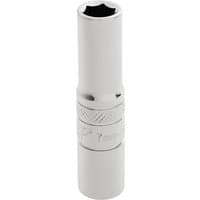 Silver Draper Expert deep socket, 1/4" square drive, 7mm size, with knurled grip and HI-TORQ 6-point design.