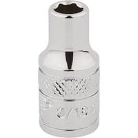 Silver Draper Expert HI-TORQ 6 Point Socket, 1/4" Sq. Dr., 3/16", with engraved size markings and textured grip.