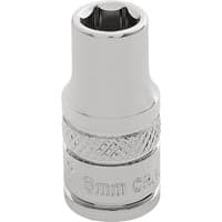 Silver Draper Expert HI-TORQ 6 Point Socket, 1/4" Sq. Dr., 6.0mm, with knurled grip and engraved size marking.