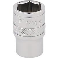 Chrome Draper Expert HI-TORQ 6 Point Socket, 1/4" Sq. Dr., 7/16", with knurled grip and engraved size marking.