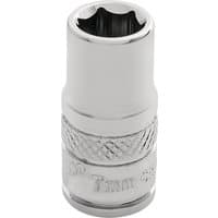 Silver Draper Expert HI-TORQ 6 Point Socket, 1/4" Sq. Dr., 7mm with knurled grip and engraved size marking.