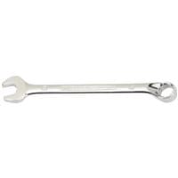 Silver Draper Expert HI-TORQ combination spanner, 18mm, with open and ring ends, chrome finish.