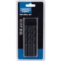 Draper Expert HSS Drill Bit pack, 7.5mm, set of 10, black finish, in clear plastic packaging with blue and black label.