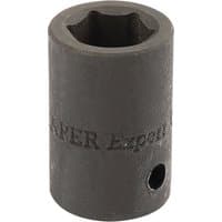 Black Draper Expert impact socket, 1/2" square drive, 15mm size, cylindrical shape with engraved branding.