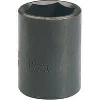 Black Draper Expert impact socket, 1/2" square drive, 19mm size, cylindrical shape with engraved size marking.