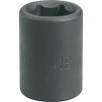 Black Draper Expert impact socket, 1/2" square drive, 21mm size, cylindrical shape with engraved markings.