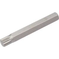 Silver Draper Expert M10 x 75mm spline insert bit with hexagonal shank and grooved tip for mechanic's bit sets.