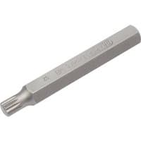 Draper Expert spline insert bit, silver, M8 x 75mm, with a 10mm hexagonal shank and grooved tip.