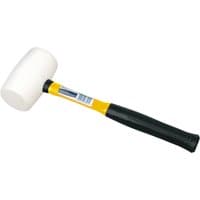 Draper Expert mallet with white rubber head, yellow fiberglass shaft, and black grip handle, 680g/24oz.