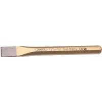"Draper Expert cold chisel, octagonal shape, flat tip, 12 x 125mm, gold-toned steel with engraved text"