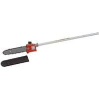 Red and silver Draper Expert Oregon pruner attachment, 250mm, with long handle and protective black blade cover.