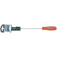 Draper Expert screwdriver with orange handle, long metal shaft, and plain slot parallel tip, 3.2 x 150mm size.