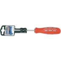 Red-handled Draper Expert screwdriver with a 5 x 75mm parallel tip and black shaft.