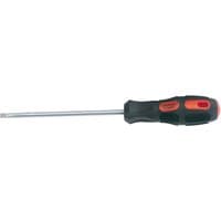 Draper Expert screwdriver with black ergonomic handle, red accents, and 150mm silver parallel tip blade.