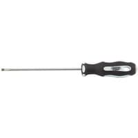 Black and white soft grip screwdriver with a 3 x 100mm parallel tip and Draper Expert branding on the handle.